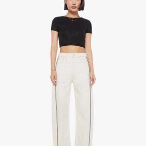 Mother Denim The Half Piped Ankle in Act Natural High-Waisted Wide-Leg Pants Wit